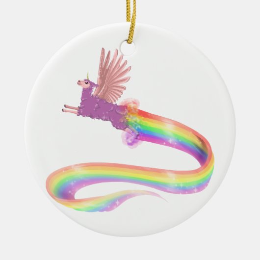 Allamacorn Rainbow Keramisch Ornament (Voorkant)
