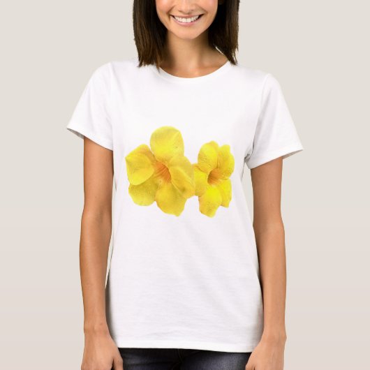 Allamanda bloemen met regendruppels t-shirt (Voorkant)