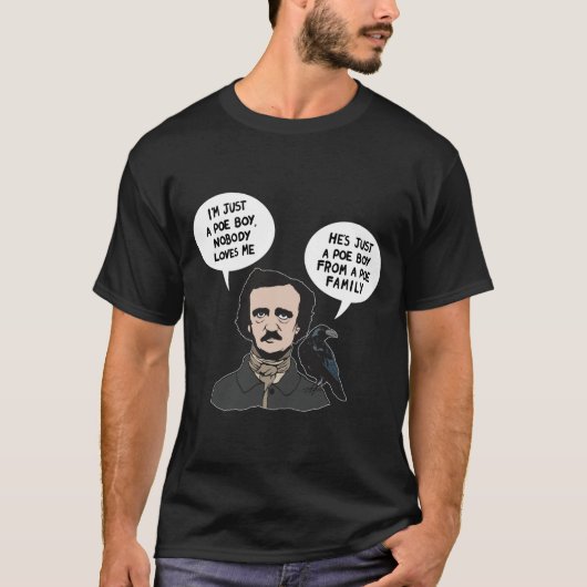 Allan Edgar Poe Boy schrijver Raven Crow Gothic T-shirt (Voorkant)