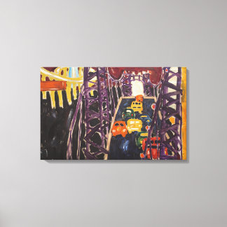 Allan Kaprow - George Washington Bridge, met auto' Canvas Afdruk