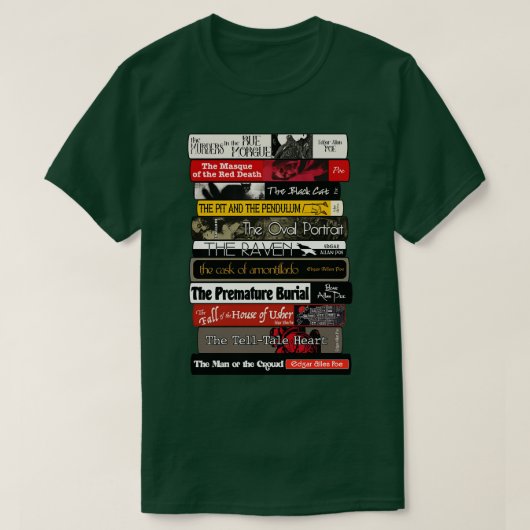 Allan Poe Books Stack T-shirt (Design voorkant)