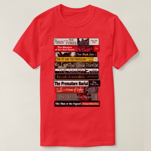 Allan Poe Books Stack T-shirt (Design voorkant)