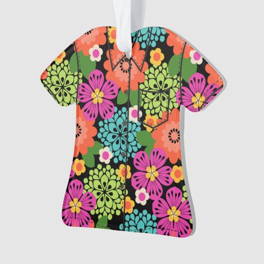 Allana Garden Hawaiian Floral Aloha Shirt- Brights Ornament (voorkant)