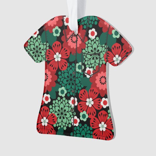 Allana Garden Hawaiian Floral Aloha Shirt- Rood Ornament (voorkant)