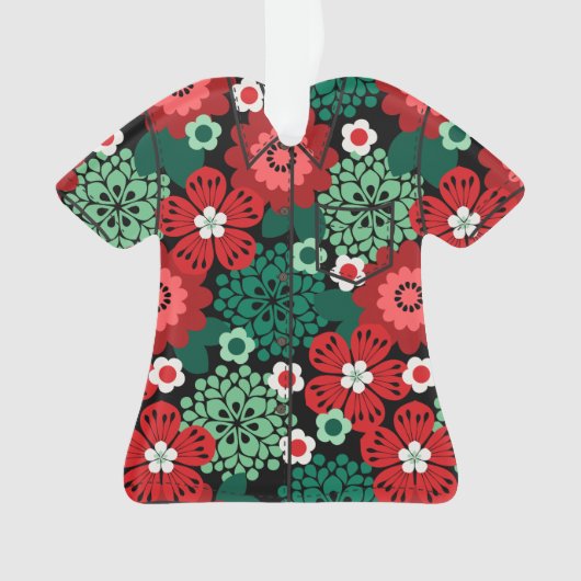 Allana Garden Hawaiian Floral Aloha Shirt- Rood Ornament (voorkant)
