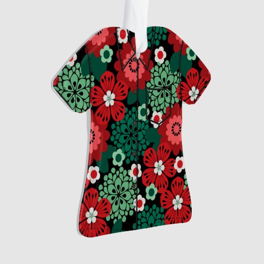 Allana Garden Hawaiian Floral Aloha Shirt- Rood Ornament (voorkant)