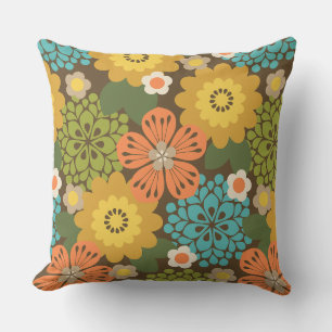 Allana Garden Hawaiian Grafische Bloemen - Bruin Buitenkussen