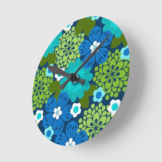 Allana Garden Hawaiian Grafische Bloemen - Marine Ronde Klok (Hoek)