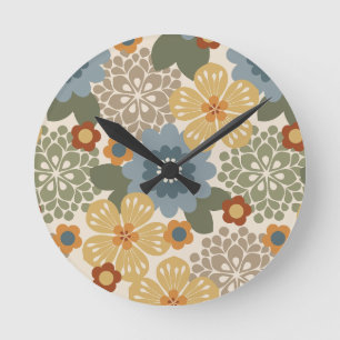 Allana Garden Hawaiian Graphical Floral - Goud Ronde Klok