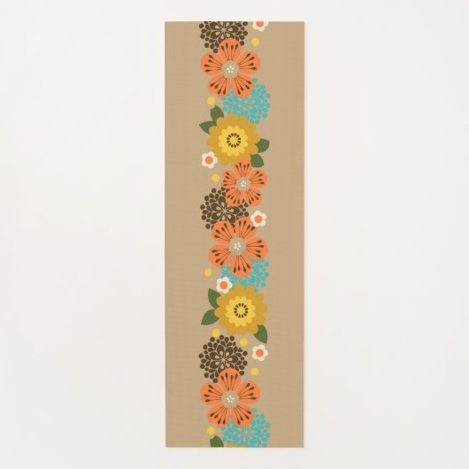 Allana Garden Hawaiian Graphical Floral - Tan Yogamat (Voorkant)