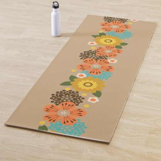 Allana Garden Hawaiian Graphical Floral - Tan Yogamat (In situ)