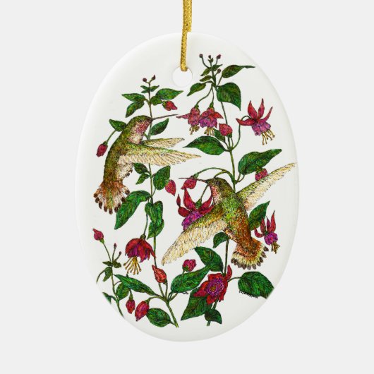 Allan's kolibries & Fuschia Keramisch Ornament (Voorkant)
