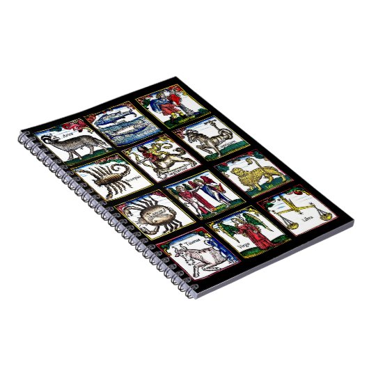 alle 12 Zandspierborden Aastrologische symbolen op Notitieboek (Rechterzijde)