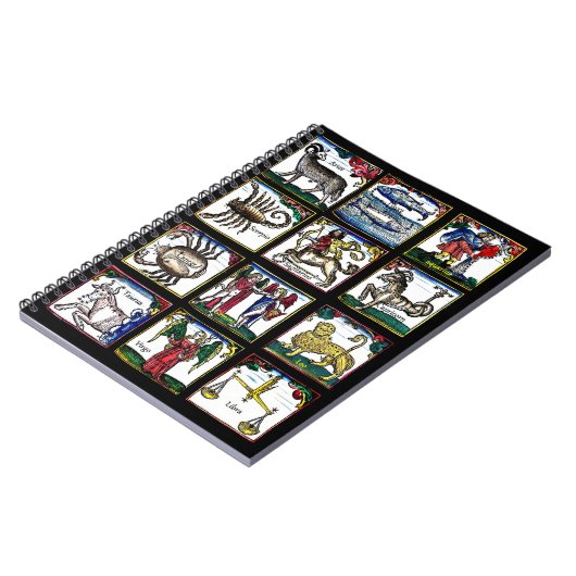 alle 12 Zandspierborden Aastrologische symbolen op Notitieboek (Linkerzijde)