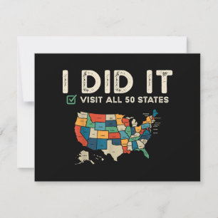 Alle 50 Amerikaanse staten bezocht - reiskaart VS  Bedankkaart