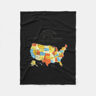 Alle 63 US National Parks Map - US National Park Fleece Deken
