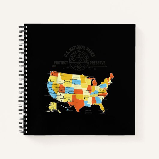 Alle 63 US National Parks Map - US National Park Notitieboek (Voorkant)