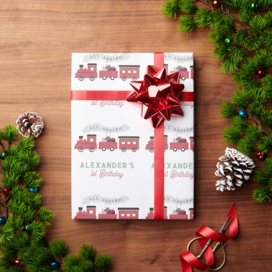 Alle aan boord Kerstmis Stoom Trein Kinderen Verja Cadeaupapier (Feestdagen Geschenken)