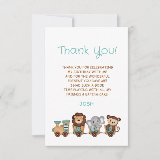 ALLE AAN BOORD Trein Fiesta Kinderen Verjaardag Bedankkaart (Voorkant)