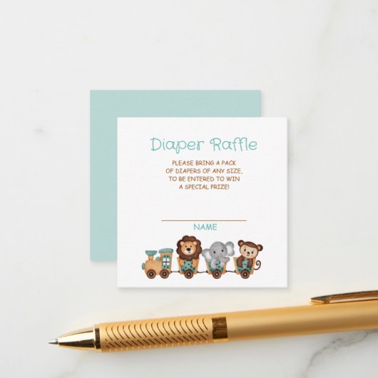 ALLE AAN BOORD Trein Fiesta Luier Raffle Informatiekaartje (Voorkant / Achterkant in situ)