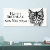 Alle Aangepaste Tekst Zwart-wit Kitten Gezicht Spandoek (Beurs)