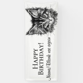 Alle Aangepaste Tekst Zwart-wit Kitten Gezicht Spandoek (Verticaal)