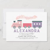 Alle Aboard Steam Train Pink Girl 1e verjaardag In Kaart (Voorkant)