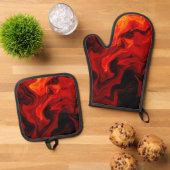 Alle Afgevuurde Oven Mitt en Pothouders Ovenwant & Pannenlap Set (Top down)