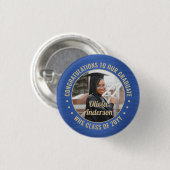 Alle Afstuderen tekst Foto's blauw en goud Ronde Button 3,2 Cm (Voorkant /achterkant)