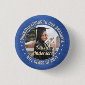 Alle Afstuderen tekst Foto's blauw en goud Ronde Button 3,2 Cm (Voorkant)