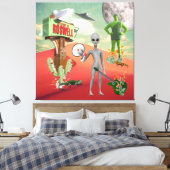 Alle Aliens UFO-woestijn Surreal Collage Canvas Afdruk (Insitu (Slaapkamer))