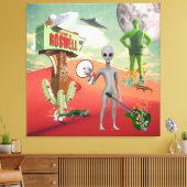 Alle Aliens UFO-woestijn Surreal Collage Canvas Afdruk (Insitu (Woonkamer))