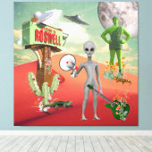 Alle Aliens UFO-woestijn Surreal Collage Canvas Afdruk (Insitu (Houten vloer))