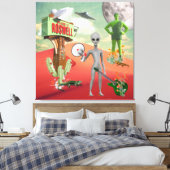 Alle Aliens UFO-woestijn Surreal Collage Canvas Afdruk (Insitu (Slaapkamer))