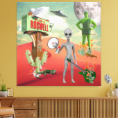 Alle Aliens UFO-woestijn Surreal Collage Canvas Afdruk (Insitu (Woonkamer))