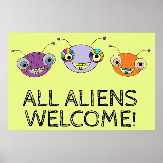 ALLE ALIENS WELCOMEN KUNNEN LEVEND KANTOOR POSTER (Voorkant)