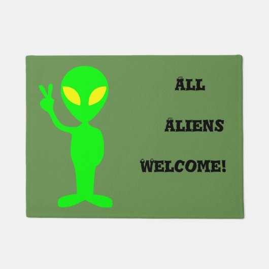 "Alle Aliens Welkom!" Funny Doormat Deurmat (Voorkant)