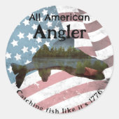 Alle American Angler Ronde Sticker (Voorkant)