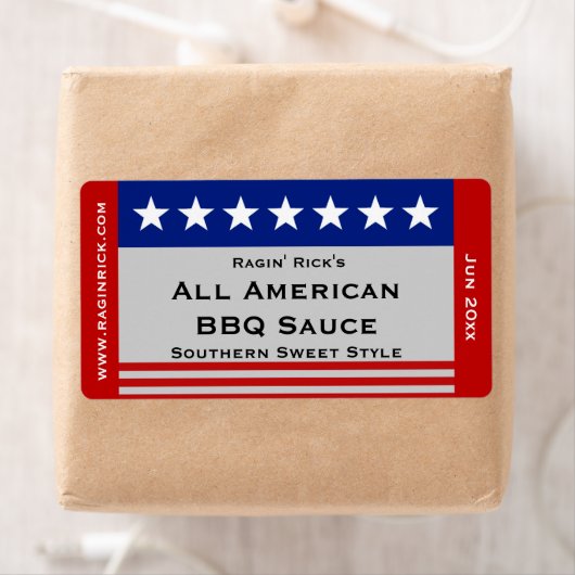 Alle American Stars en Stripes Food Container Etiket (Insitu)