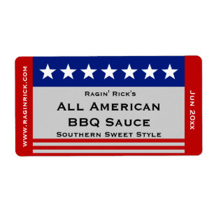 Alle American Stars en Stripes Food Container Etiket