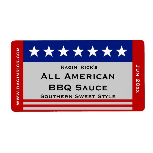 Alle American Stars en Stripes Food Container Etiket (Voorkant)