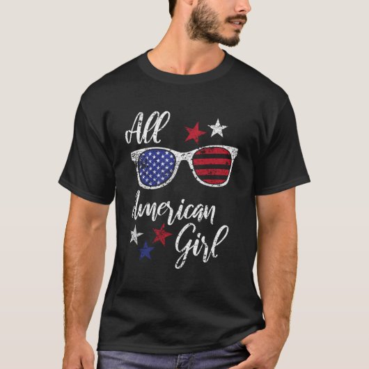 Alle Amerikaanse 4th van juli Patriottische VS vla T-shirt (Voorkant)