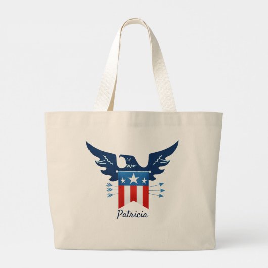 Alle Amerikaanse adelaars en vlagpatriottici Grote Tote Bag (Achterkant)