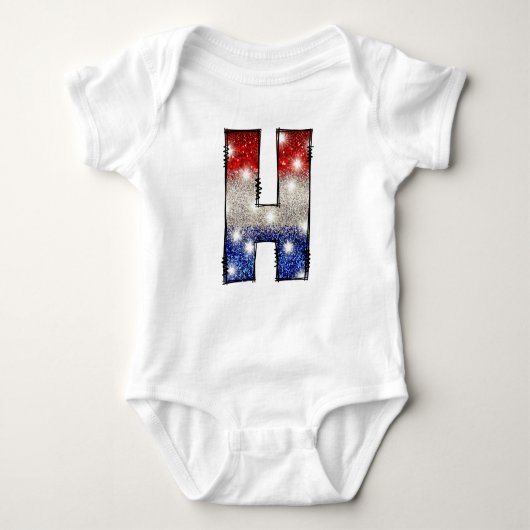 Alle Amerikaanse Baby Letter H - 4 juli Verenigde  Romper (Voorkant)