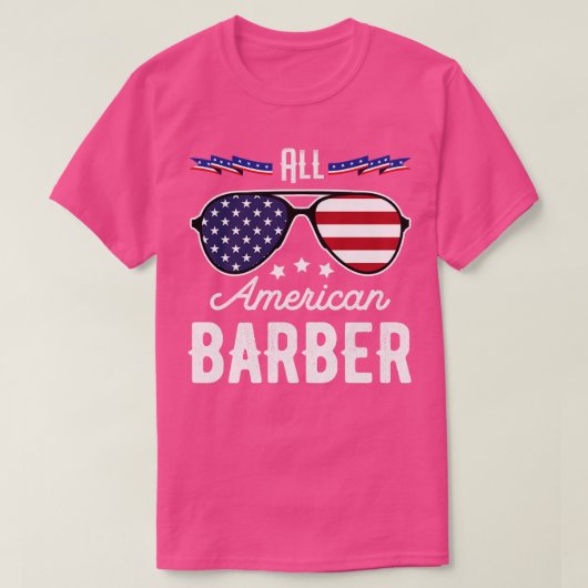 Alle Amerikaanse Barber 4 juli zonnebrillen T-shirt (Design voorkant)