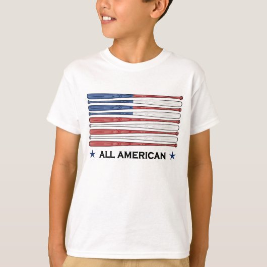 Alle Amerikaanse Baseball Vlag t-shirt (Voorkant)