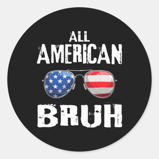 Alle Amerikaanse Bruh 4th of July Boys Patriottisc Ronde Sticker (Voorkant)