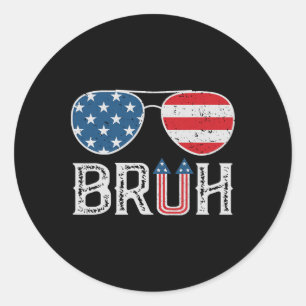Alle Amerikaanse Bruh 4th of July Boys Patriottisc Ronde Sticker