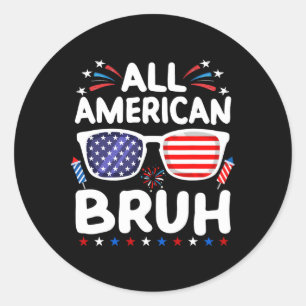 Alle Amerikaanse Bruh 4th of July Boys Patriottisc Ronde Sticker