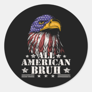 Alle Amerikaanse Bruh 4th of July Boys Patriottisc Ronde Sticker